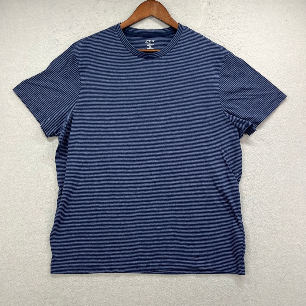 J Crew T Shirt Mens XL Blue Striped Washed Short Sleeve Basic Casual Preppy Tee